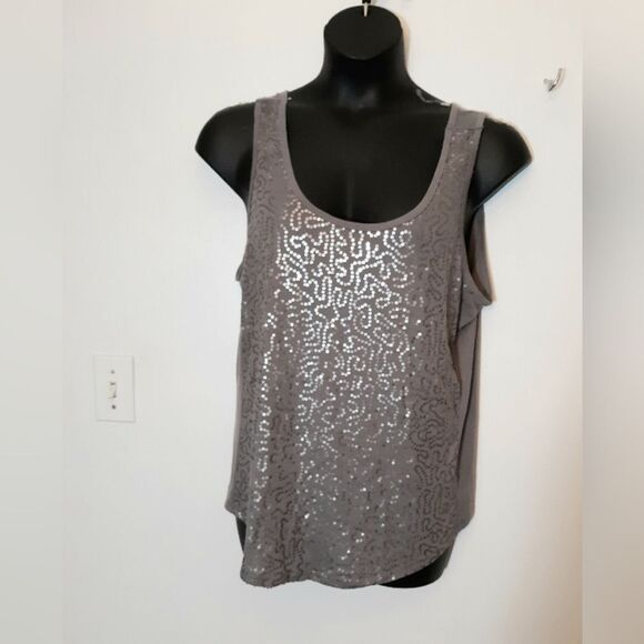 Allison Brittney gray sequin tank top - Picture 1 of 4
